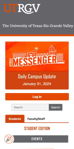 messenger.utrgv.edu mobile design layout.