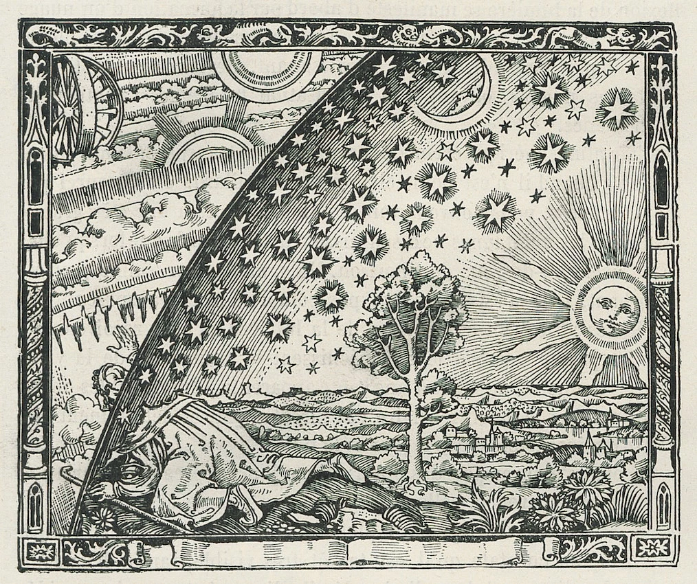 The Flammarion engraving is a wood engraving by an unknown artist.